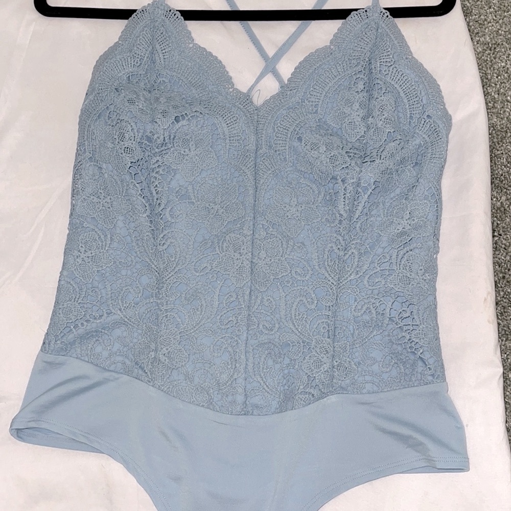 Baby Blue Embroidered Body Suit